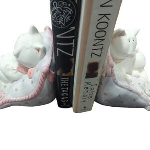 Vintage Made in Japan Cute Ceramic Kitty Cat Bookends